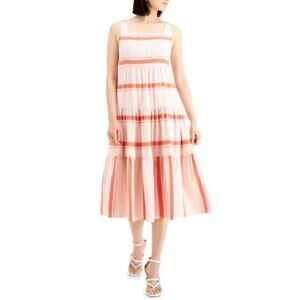 Taylor True Blush Red Sleeveless Tiered Midi Dress NWT Size 10